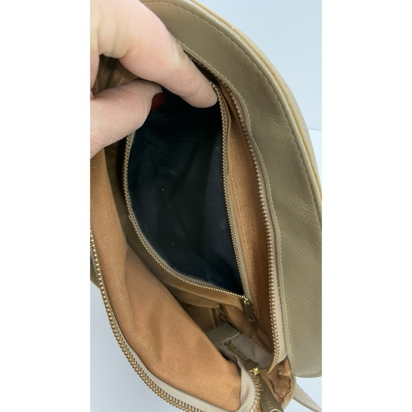 Vtg Dimensions Suede Boho Shoulder Bag Brown Leather Trim Minimalist 80s 90s USA - Picture 11 of 13